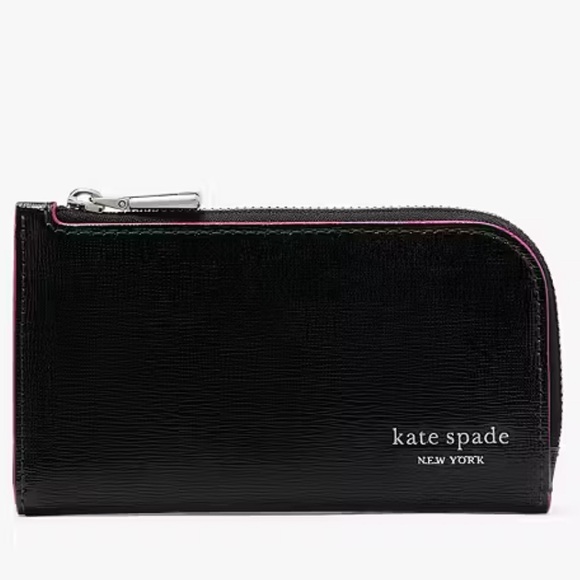 KATE SPADE Black and Rainbow Devin Glitter Edge Small Slim Bifold Wallet NWT - Picture 1 of 7